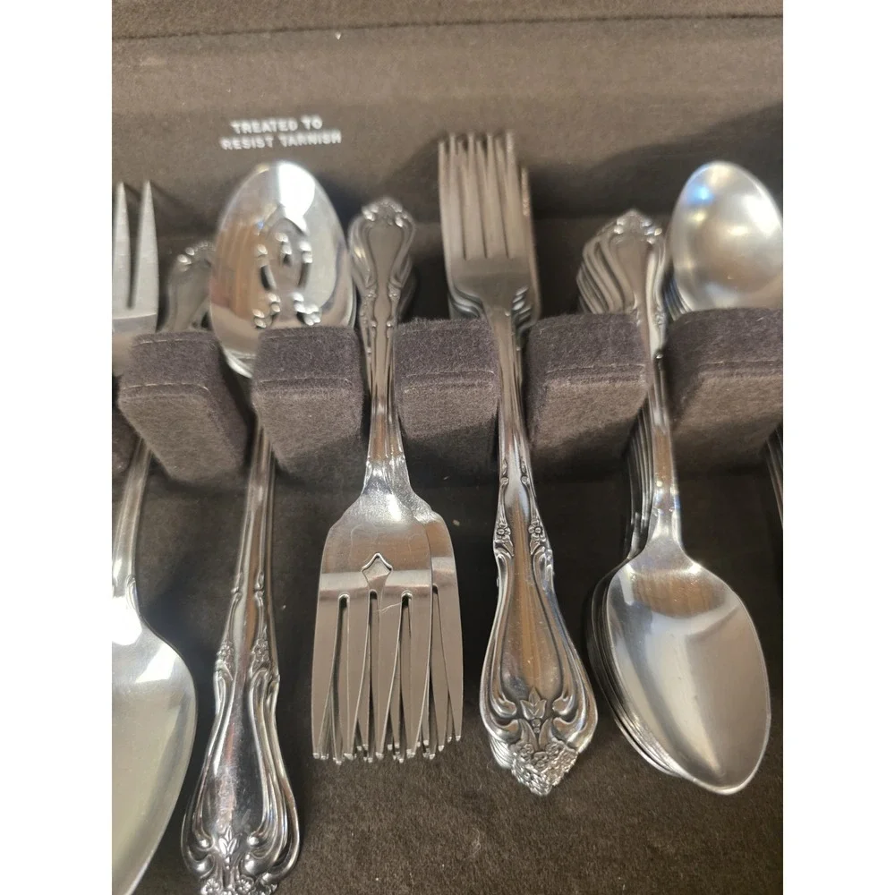 50 Pc Oneida All American BRIARWOOD Stainless Steel Flatware w Serving Spoons